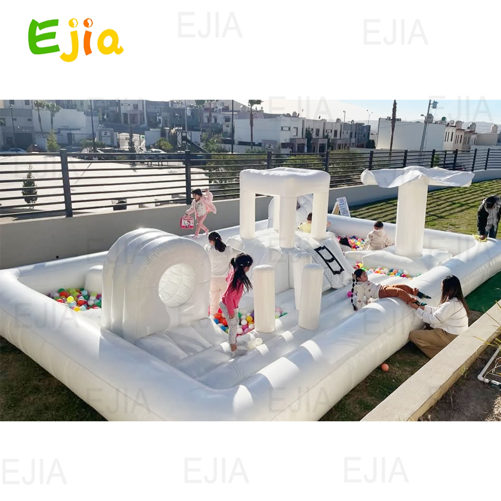 Kids Outdoor Obstacle Course Equipment - Надувной шезлонг, водная горка, бассейн, белый