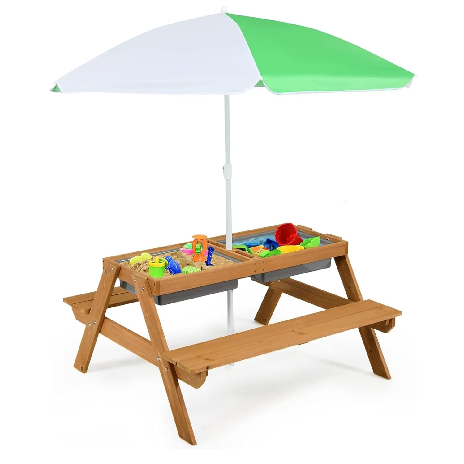 Kids Outdoor Umbrella For Table - Детский пикниковый стол 4-в-1 из кедра