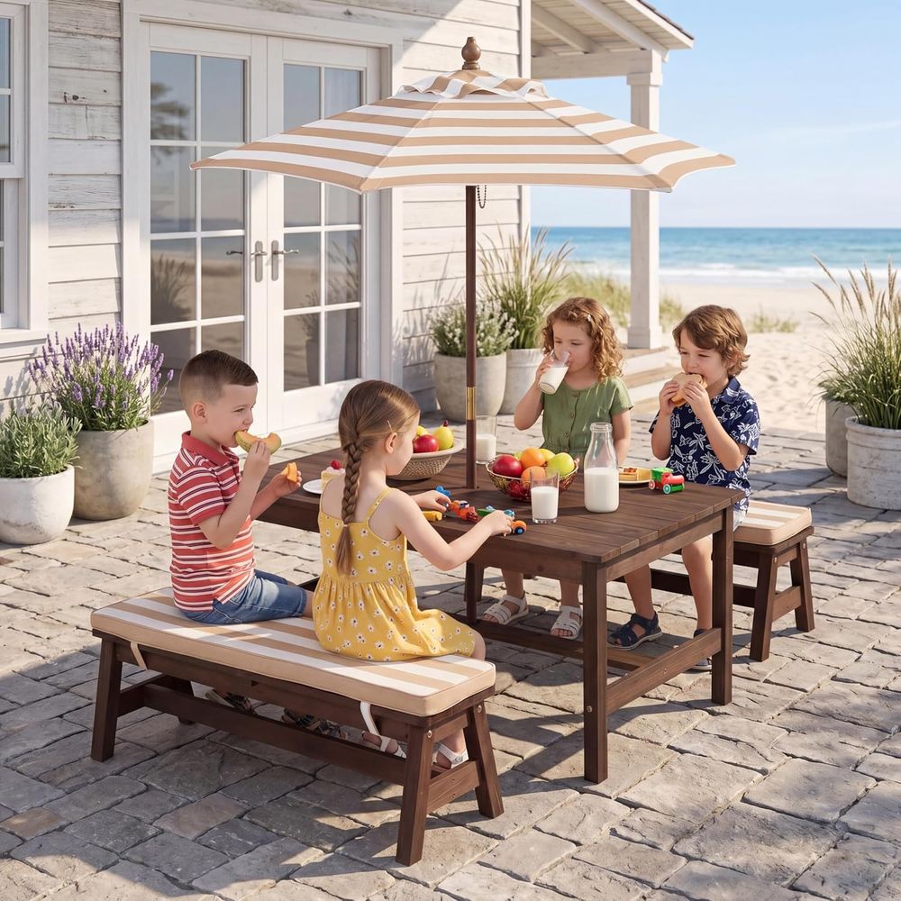 Kids Outdoor Umbrella For Table - Детский стол для пикника, большой столешница