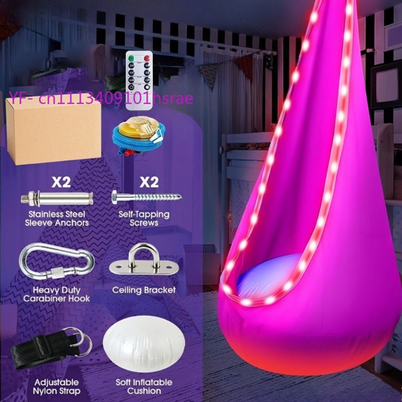 Kids Outdoor Hammock Swing - Светящийся надувной гамак с LED-подсветкой, портативное