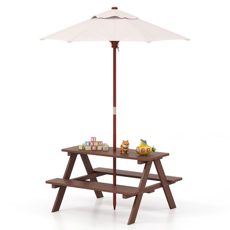Kids Outdoor Umbrella For Table - Уличный набор для пикника: 4-местный стол-скамья