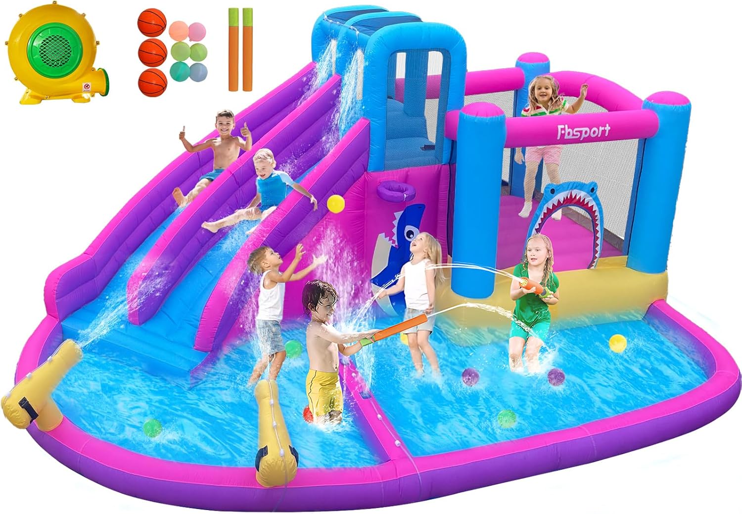Kids Outdoor Slide - Надувной батут с двумя водными горками