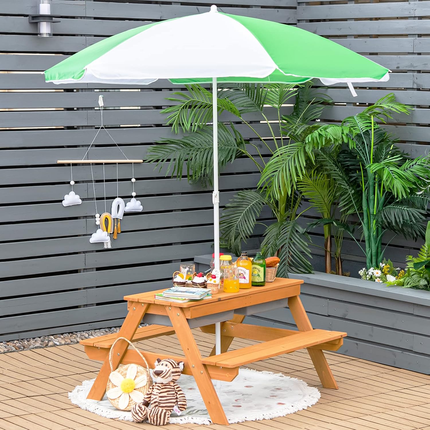 Детский пикниковый стол 4-в-1  – обзор и цена Kids Outdoor Umbrella For Table