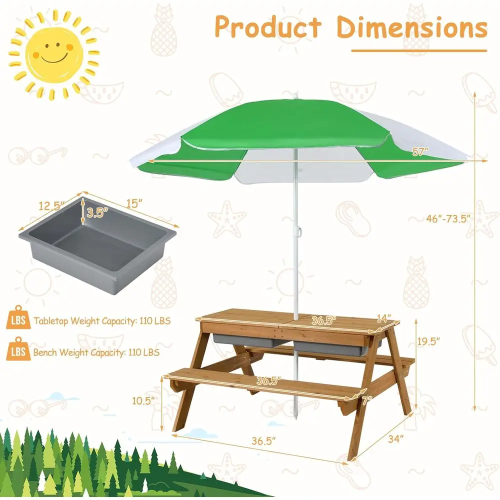 Деревянный столик 4-в-1 для иг – обзор и цена Kids Outdoor Umbrella For Table