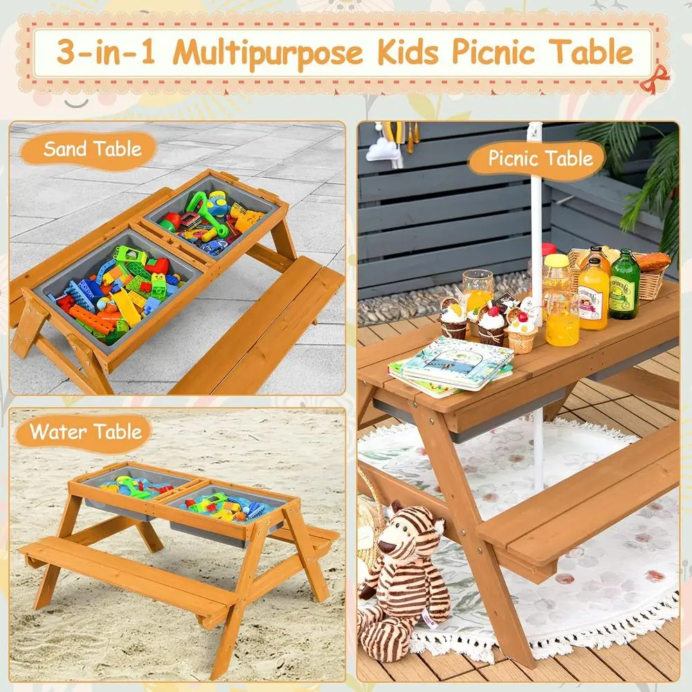 Деревянный столик 4-в-1 для иг – обзор и цена Kids Outdoor Umbrella For Table