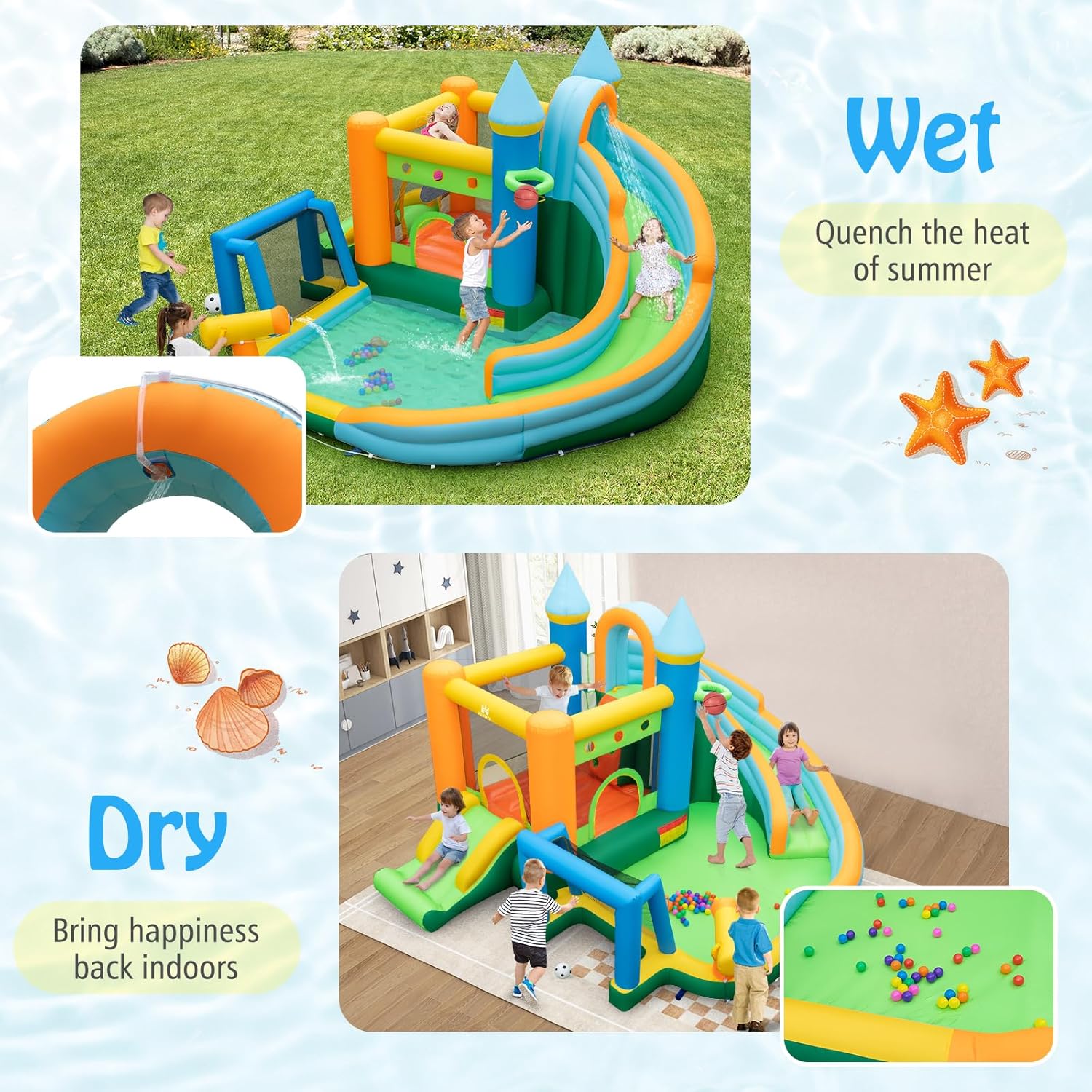 Надувной батут-горка 9-в-1 для – обзор и цена Kids Outdoor Slide