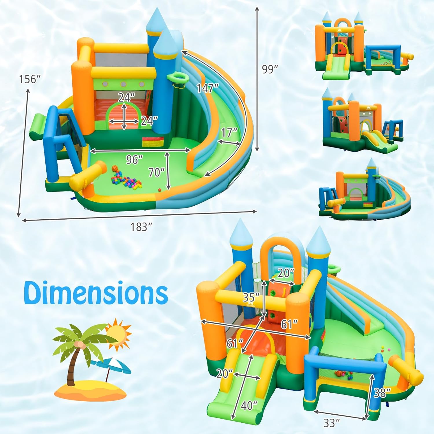 Надувной батут-горка 9-в-1 для – обзор и цена Kids Outdoor Slide