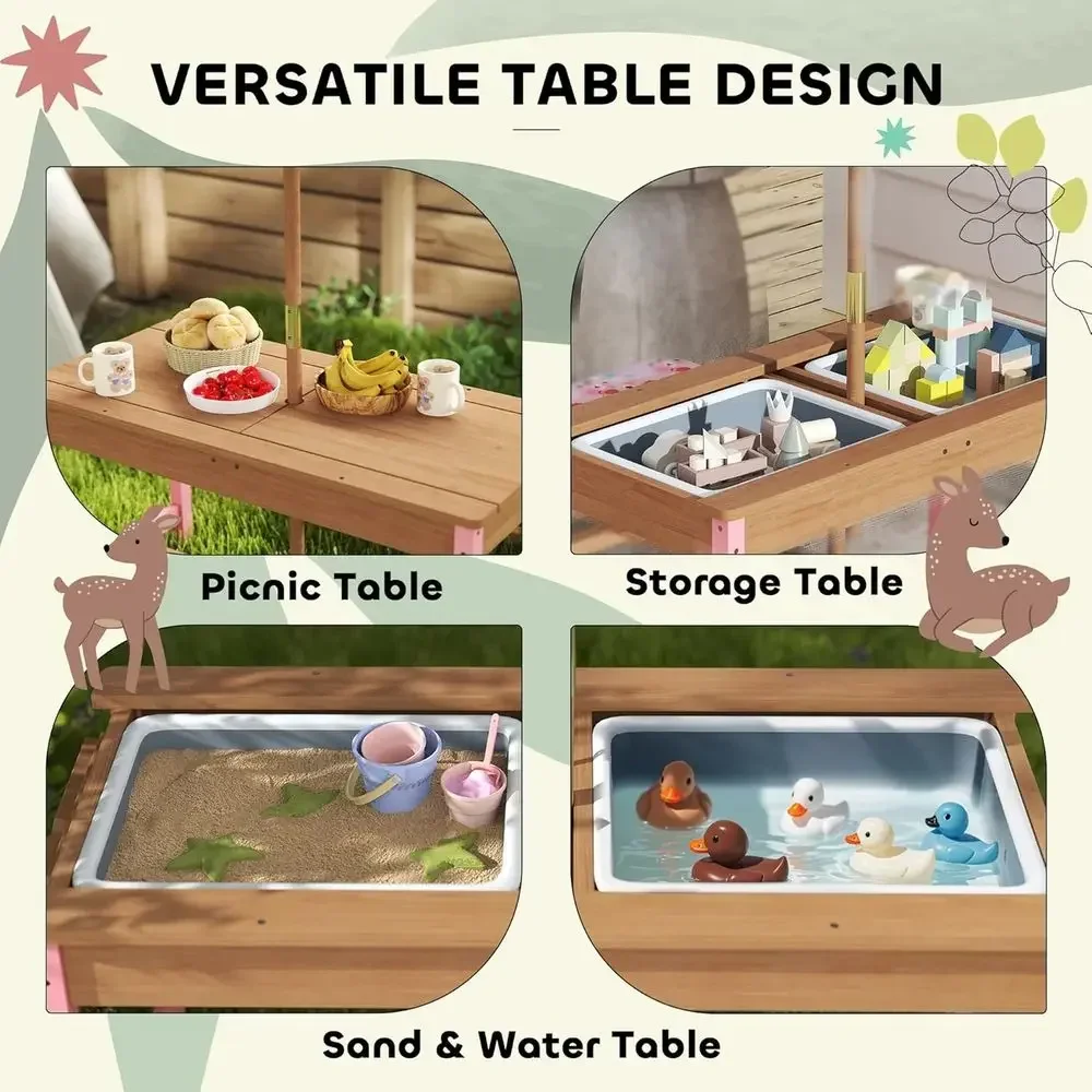 Деревянный набор для пикника с – обзор и цена Kids Outdoor Umbrella For Table
