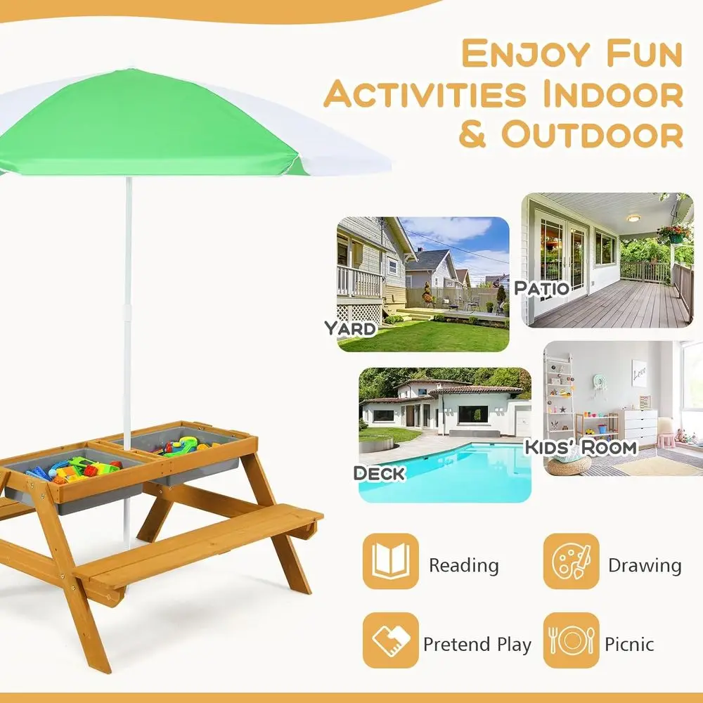 Детский столик-зонтик 3-в-1 с  – обзор и цена Kids Outdoor Umbrella For Table