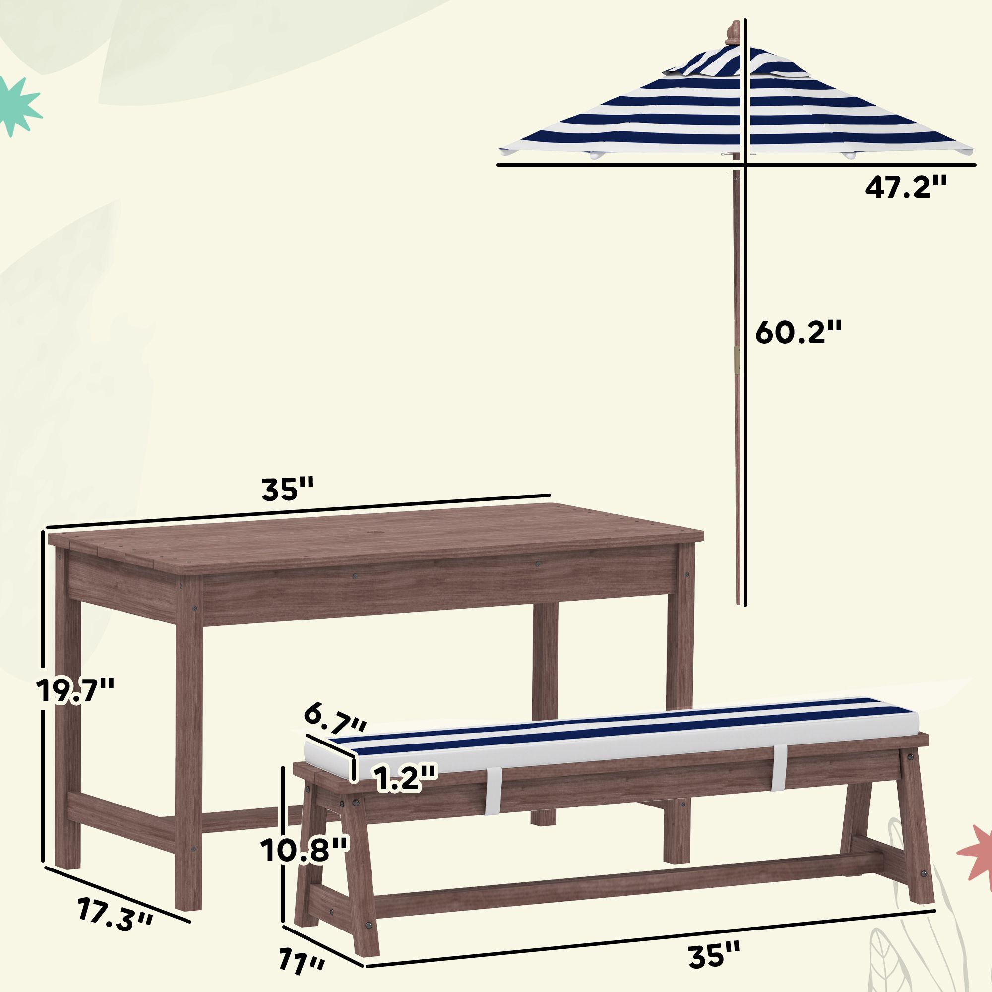 Детский деревянный стол для пи – обзор и цена Kids Outdoor Umbrella For Table