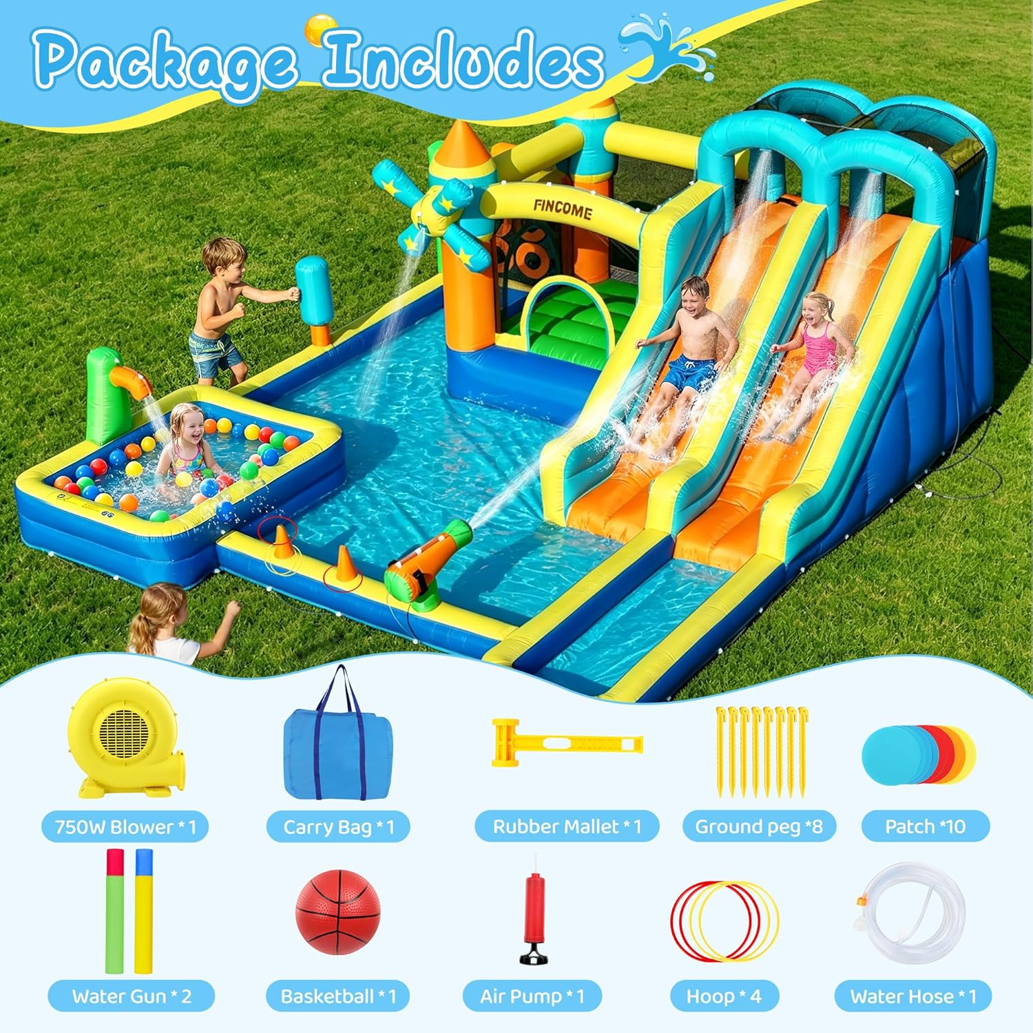 Надувной батут-замок 10-в-1 с  – обзор и цена Kids Outdoor Slide