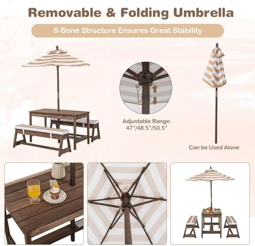 Детский стол для пикника, улич – обзор и цена Kids Outdoor Umbrella For Table