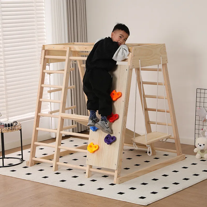 Деревянный игровой комплекс JM – обзор и цена Kids Outdoor Jungle Gym With Slide