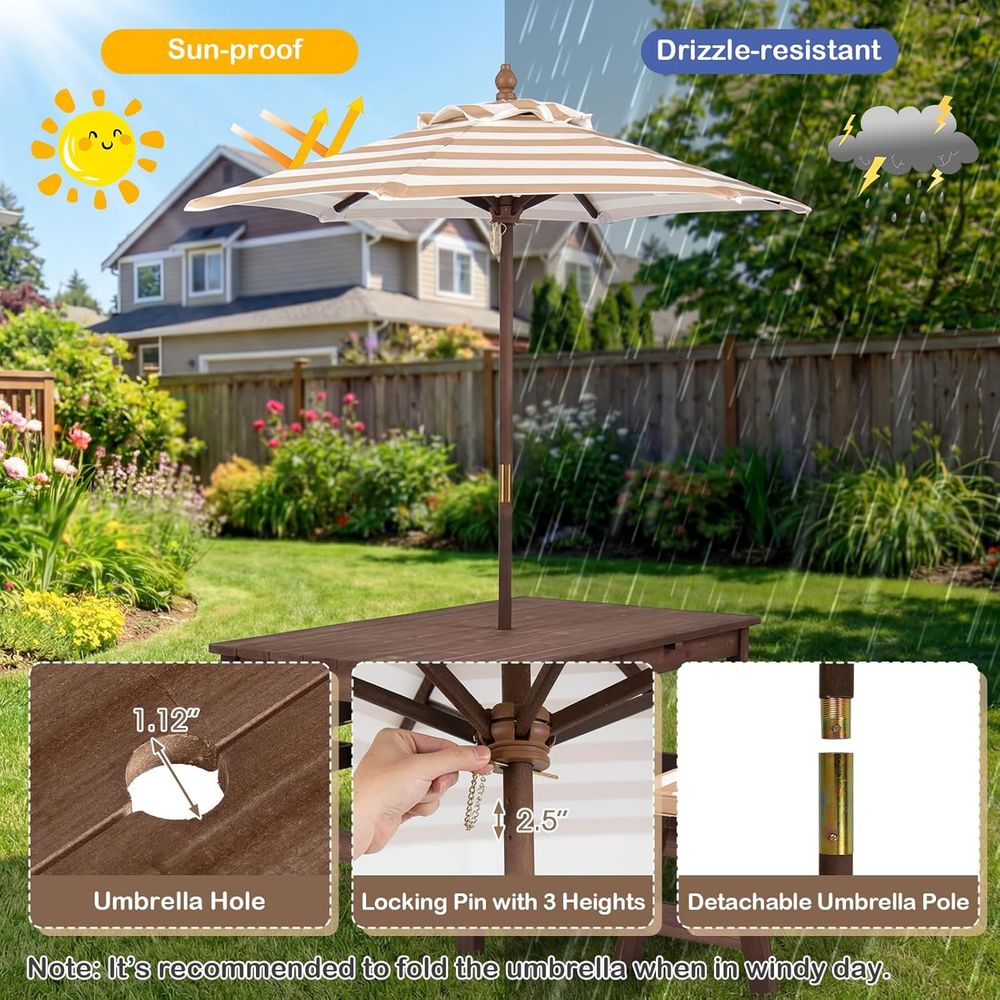 Детский стол для пикника, дере – обзор и цена Kids Outdoor Umbrella For Table