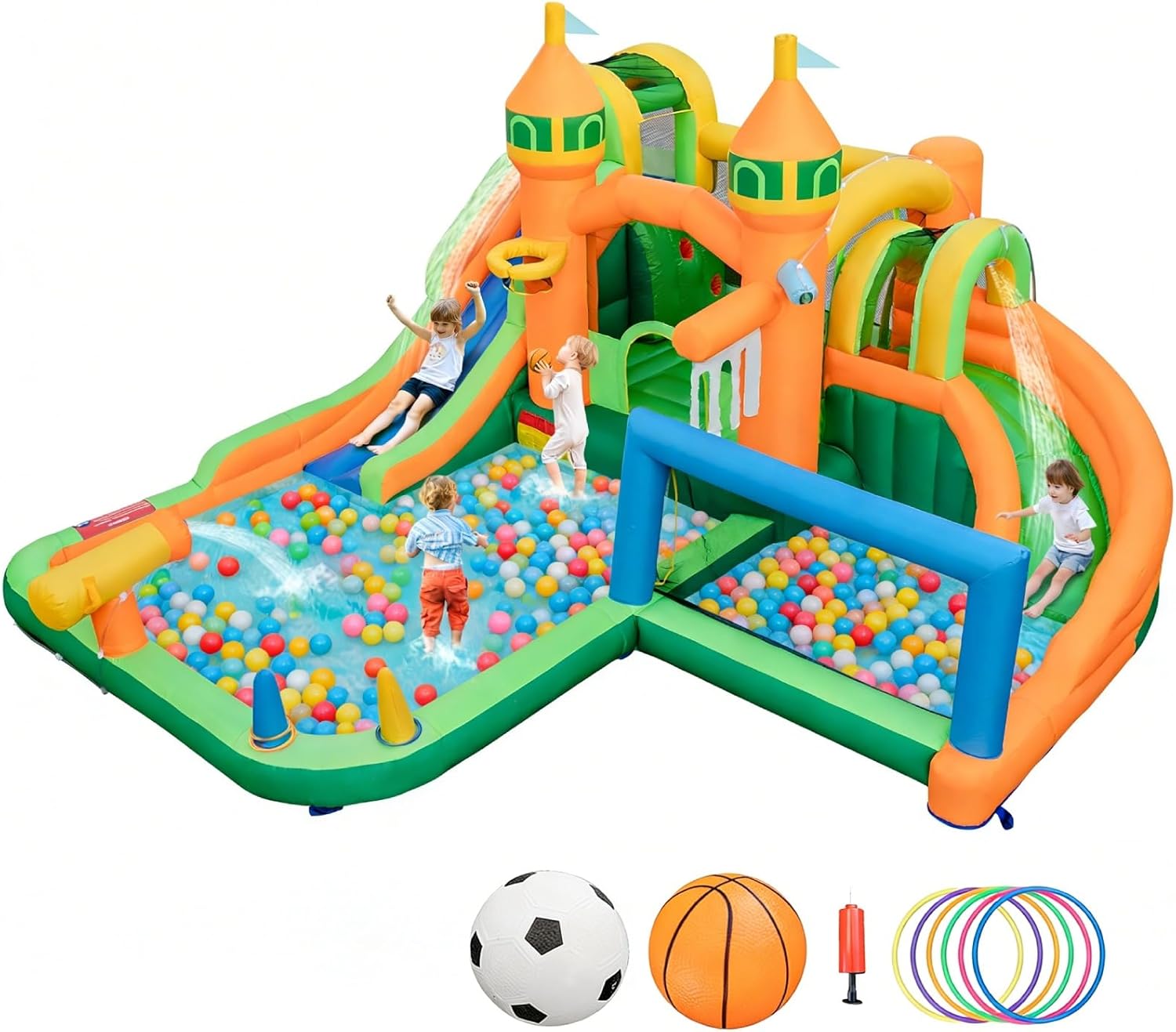 Надувной аквапарк 9-в-1 с двум – обзор и цена Kids Outdoor Slide