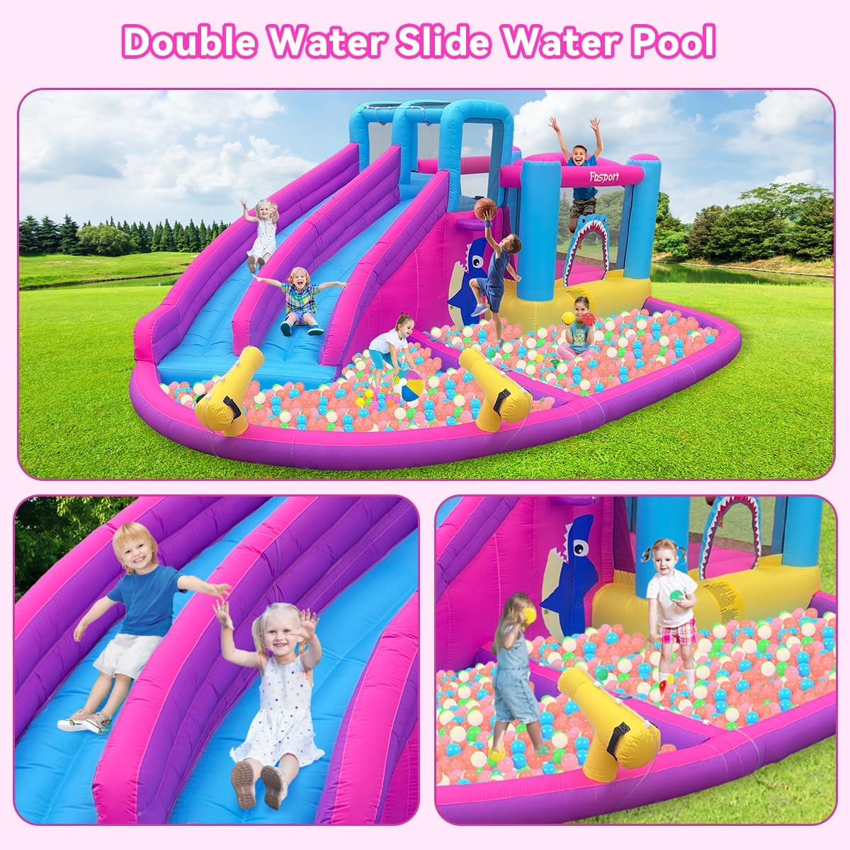 Надувной батут с двумя водными – обзор и цена Kids Outdoor Slide