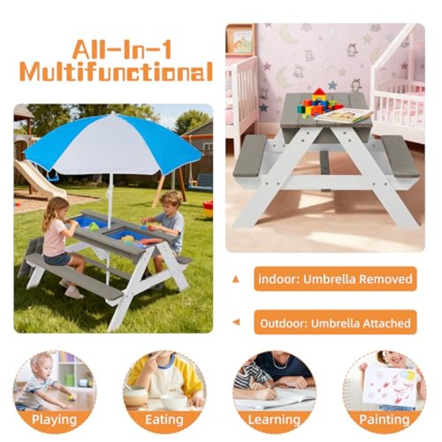 Детский столик для пикника на  – обзор и цена Kids Outdoor Umbrella For Table